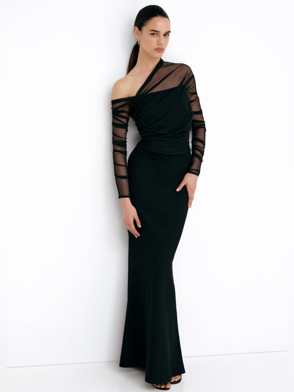 Marcella NYC Monroe Maxi Dress Mermaid European Ponte Luxe Size Small Black